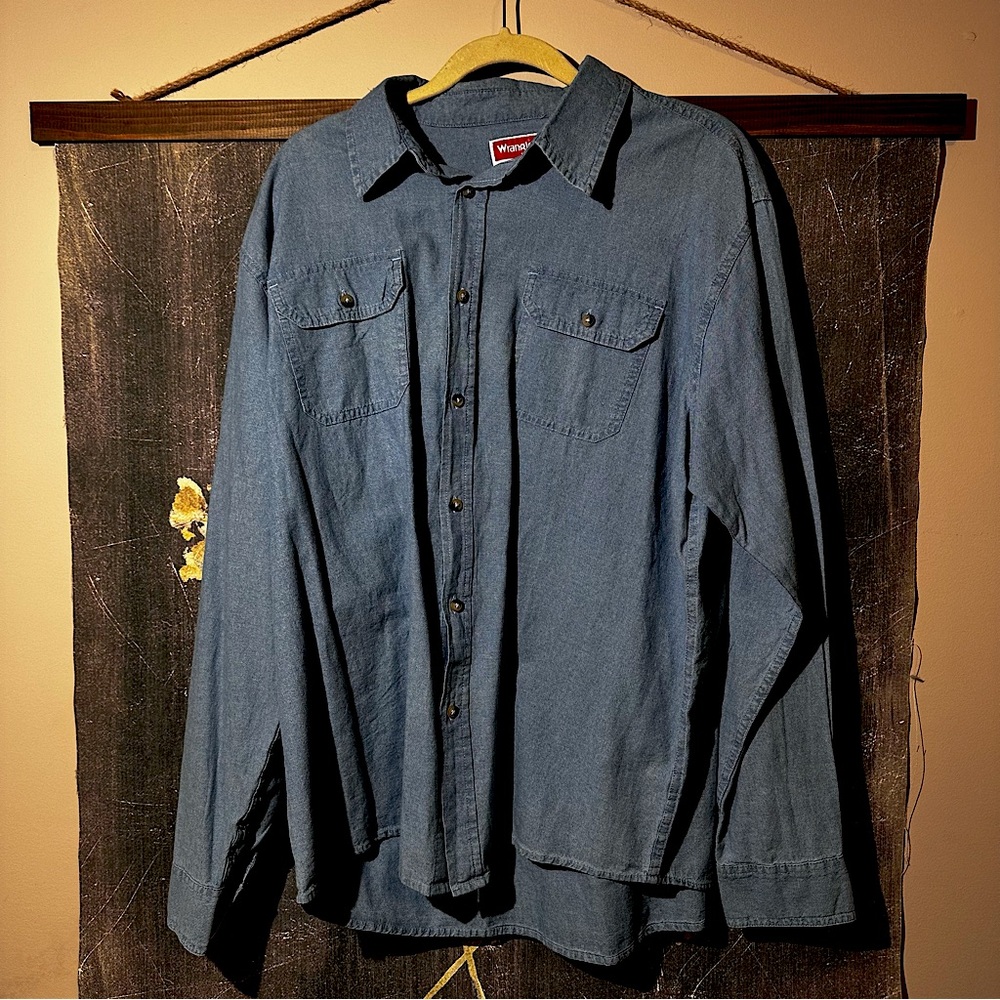 Wrangler premium quality men’s button up long sleeve 100% cotton